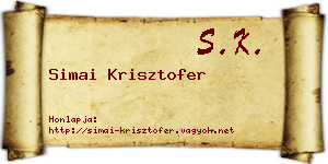 Simai Krisztofer névjegykártya